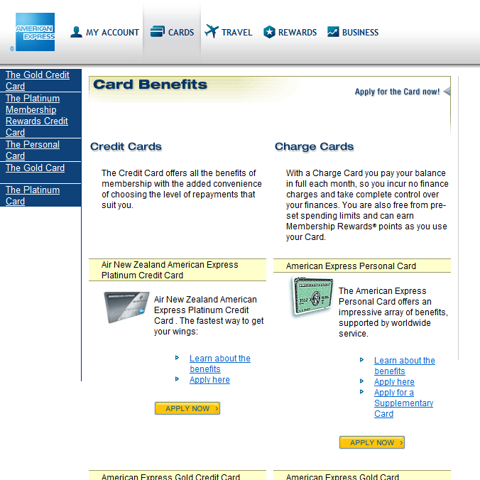 American Express - New Zealand - Personal - Card - Benefits