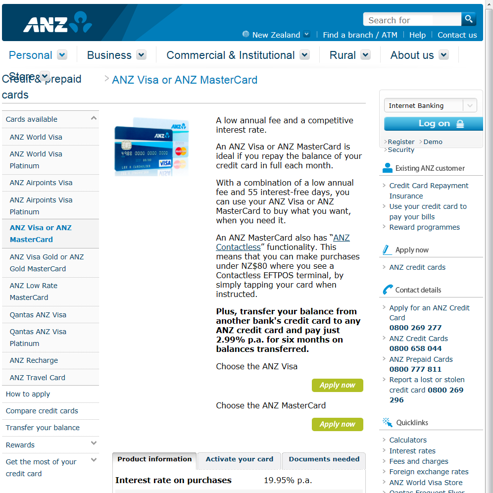 Master Card -ANZ Visa or ANZ MasterCard | ANZ