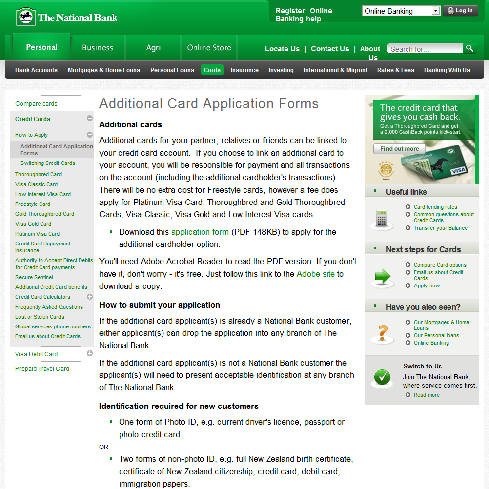 Master Card National Bank application form