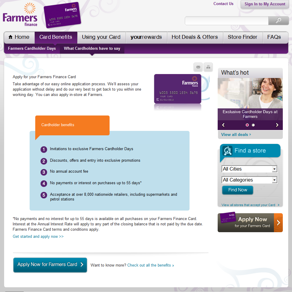 ApplyFarmers Finance Card